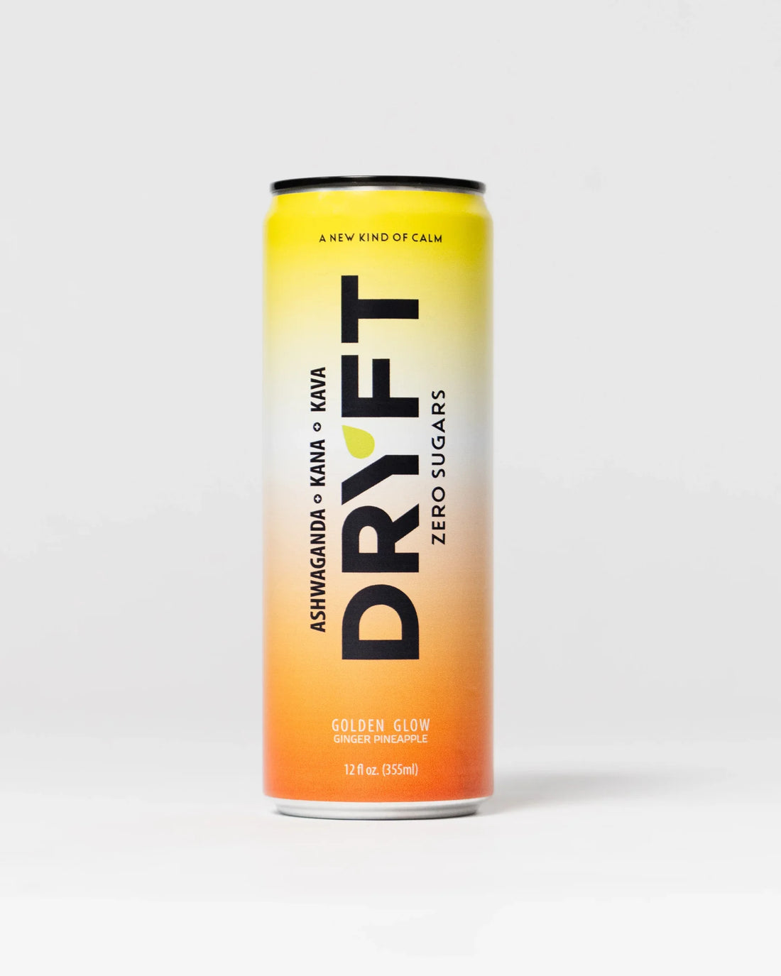 DrYft Golden Glow can, ginger and pineapple relaxation drink