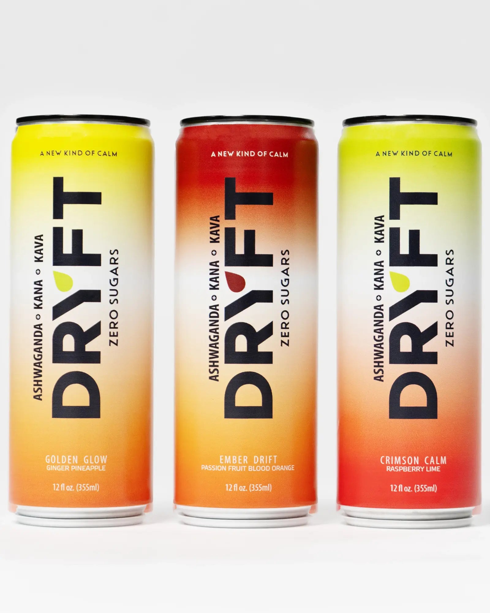 Dryft variety pack Golden Glow, Ember Drift and Crimson Calm 